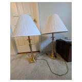 Pair Heavy Brass Table Lamps