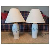 Pair Blue Pottery Lamps