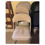 4pc Tan Suede Folding Card Table Chairs