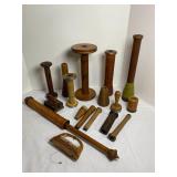 Antique Wooden Bobbins and Spools