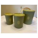 Olive Green Vintage Tupper Canister Set