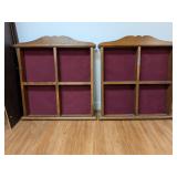 Pair Wall Hanging Display Shelves Wood