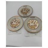 (3) Chokin Metallic Art Plates BIRDS