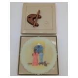 #9 1983 Fenton Kids Watching Snow Plate GLOWS
