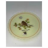 Fenton Mothers Day 1980 HP Bird Plate GLOWS