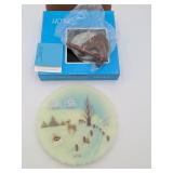 #7 - 1979 Fenton Deer In Winter Plate GLOWS