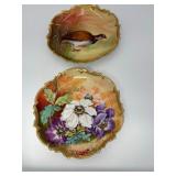 (2) Limoges Plates - Quail and Florals