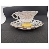 Royal Halsey Yellow & Gold Teacup Saucer