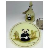 2pc Fenton Mothers Day 1984 Plate & Bell GLOWS