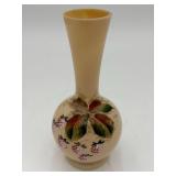 Custard Glass Hand Painted Vase