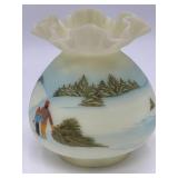 1982 Fenton Custard Glass Hurricane Lamp