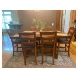 Modern Wood & Leather Dining Table & 6 Chairs #1
