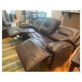 Soft Black Leather Power Reclining USB Sofa Couch