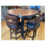5pc Wood & Leather Bar Top Dining Set #2