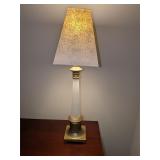 Pair Matching White/Gold Glass Lamps 27'