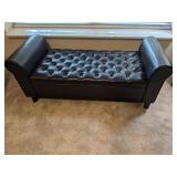 Black Faux Leather Storage Bench