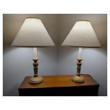 Pair Gold Old World Table Lamps