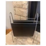 Black Leather and Chrome Magazine Rack
