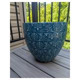 Pair Matching Ceramic Teal Planters