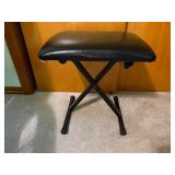 Black Faux Leather Folding Stool