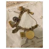 Gold Filled Vintage Travel Charm Bracelet