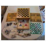 Wooden Board Game Chess Set & Other Games
