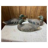3 Vintage Carved Wood Duck Decoys