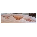 LOT #7 3 Misc Pink Depression Glass Dishes