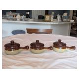 3pc Ceramic Brown Bean Pots