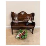 Childs Wooden Bench & Country Decor