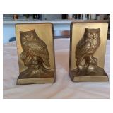 Gold Owl Plaster Bookends
