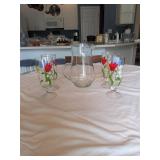 LOT #4 Handpainted Water Glasses & Pitcher