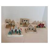 Vintage Paper Glitter Light Up Christmas Houses