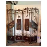 Metal Hand Painted Rooster Folding Screen