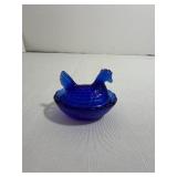 Miniature Cobalt Glass Hen on Nest
