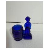 Cobalt Glass Charlie Chaplin Toothpick Holder