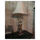 Hollywood Regency Gold Prism Cupid Table Lamp