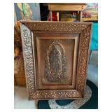 Vintage Hammered Copper Blessed Mother Wall Art