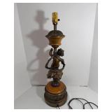 Hollywood Regency Brass & Wood Cherub Lamp