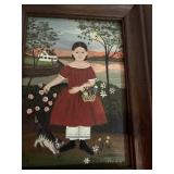 Folk Art Girl Painting - Signed B. Thomas