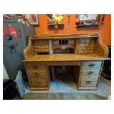 Vintage Solid Oak Roll Top Desk WOW!
