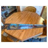 Hand Painted Rustic Folk Disston Crosscut Saw