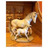 Momma Horse & Foal Porcelain Statue
