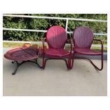 2 Vintage Shell Patio Chairs & Firepit