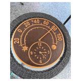 Metal Outdoor Clock Thermometer