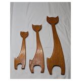Mid Century Wooden Astro Cat Wall Art