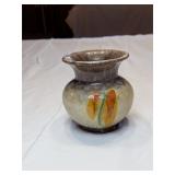 4" Vintage Drip Glaze Orange/Green Vase