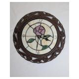 Leaded Glass Rose Wall Clock