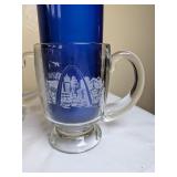 3 Etched St. Louis Glass Mugs