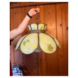 Vintage Green Yellow Daisy Hanging Lamp